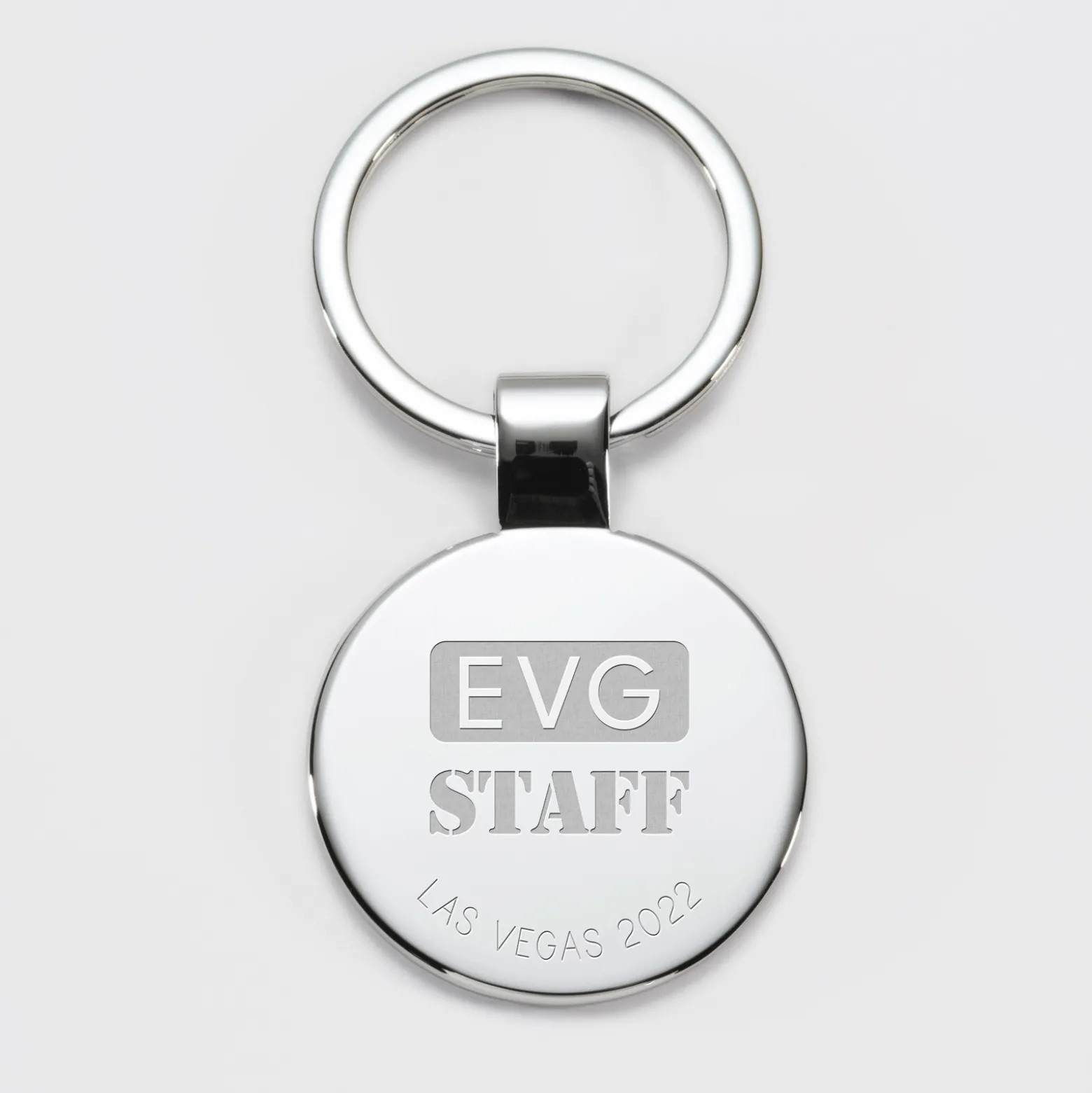 Porte-clés EVG personnalisé gravé acier rond 37 mm