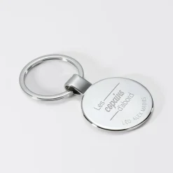 Porte-clés EVG personnalisé gravé acier rond 37 mm