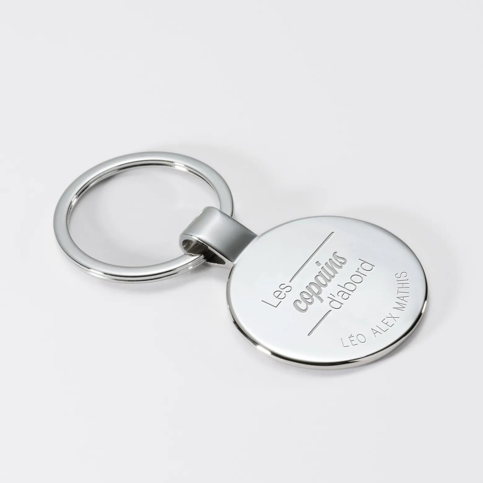 Porte-clés EVG personnalisé gravé acier rond 37 mm