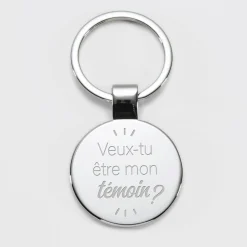 Porte-clés EVG personnalisé gravé acier rond 37 mm