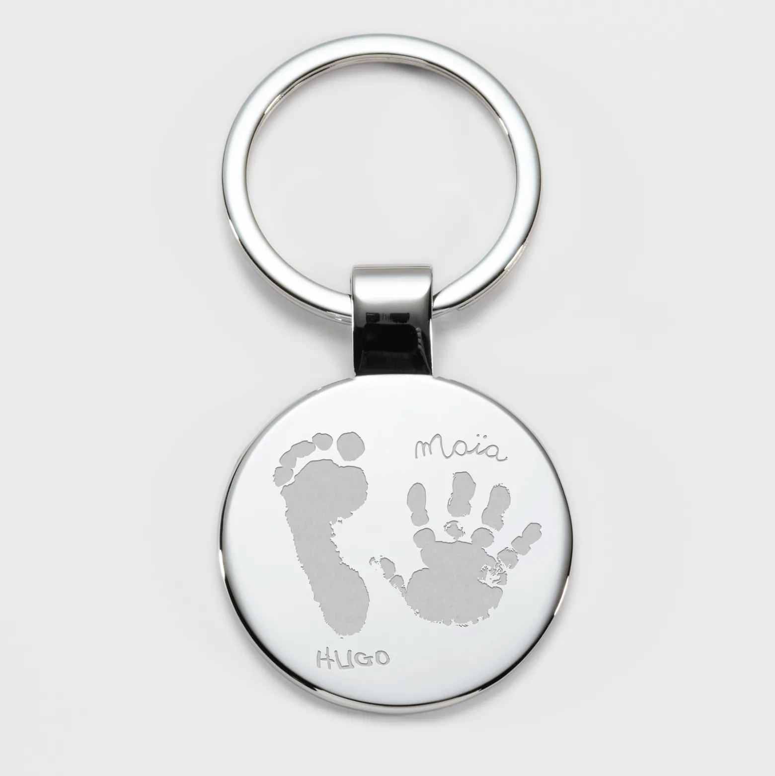 Porte-clés EVG personnalisé gravé acier rond 37 mm