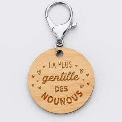 Porte-clés gravé bois médaille ronde 50 mm - édition spéciale 