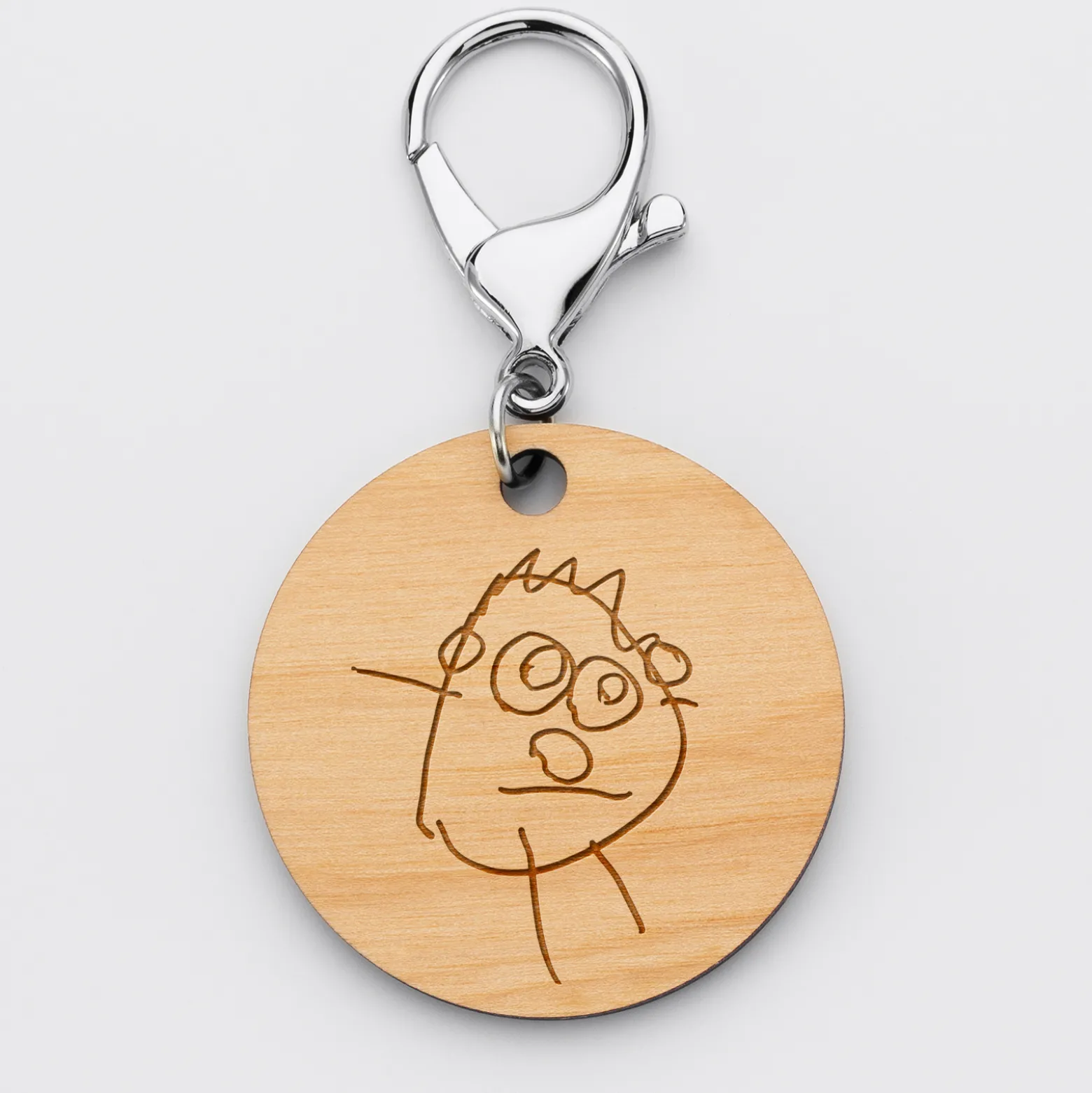 Porte-clés gravé bois médaille ronde 50 mm - Edition spéciale "Meilleur Papa du Monde"