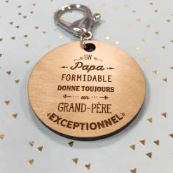 Porte-clés gravé bois médaille ronde 50 mm - Edition spéciale 