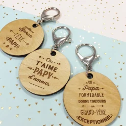 Porte-clés gravé bois médaille ronde 50 mm - Edition spéciale 