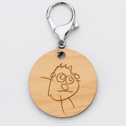 Porte-clés gravé bois médaille ronde 50 mm - Edition spéciale