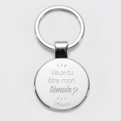 Porte-clés Marié personnalisé gravé acier rond 37 mm