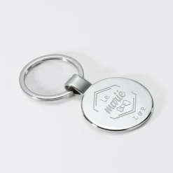 Porte-clés Marié personnalisé gravé acier rond 37 mm