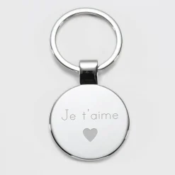 Porte-clés Marié personnalisé gravé acier rond 37 mm
