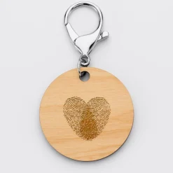 Porte-clés Mariée personnalisé gravé bois médaille ronde 50 mm