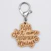 Porte-clés papa gravé bois médaille 50x45 mm - Edition spéciale "Jusqu'aux étoiles"
