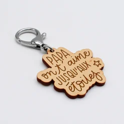 Porte-clés papa gravé bois médaille 50x45 mm - Edition spéciale 