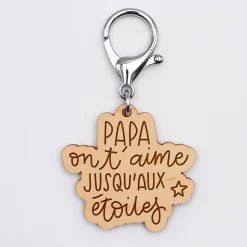 Porte-clés papa gravé bois médaille 50x45 mm - Edition spéciale 