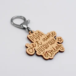 Porte-clés papa gravé bois médaille 50x45 mm - Edition spéciale 