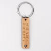 Porte-clés personnalisé "coordonnées géographiques" médaille gravée bois plaque 16x66 mm