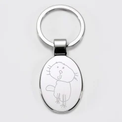 Porte-clés personnalisé gravé acier ovale 30x41 mm