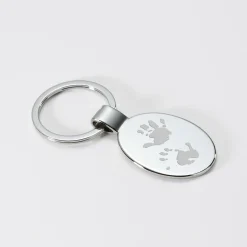Porte-clés personnalisé gravé acier ovale 30x41 mm