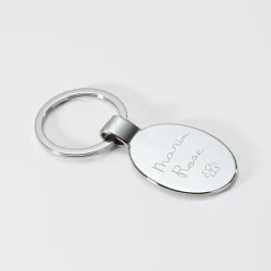 Porte-clés personnalisé gravé acier ovale 30x41 mm
