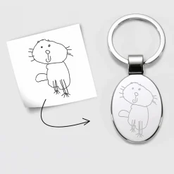 Porte-clés personnalisé gravé acier ovale 30x41 mm