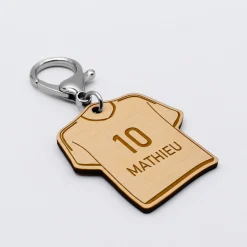 Porte-clés personnalisé gravé bois Maillot de multisport 50x50 mm