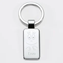 Porte-clés personnalisé gravé acier rectangle 41x22 mm - HappyBulle x Barbapapa