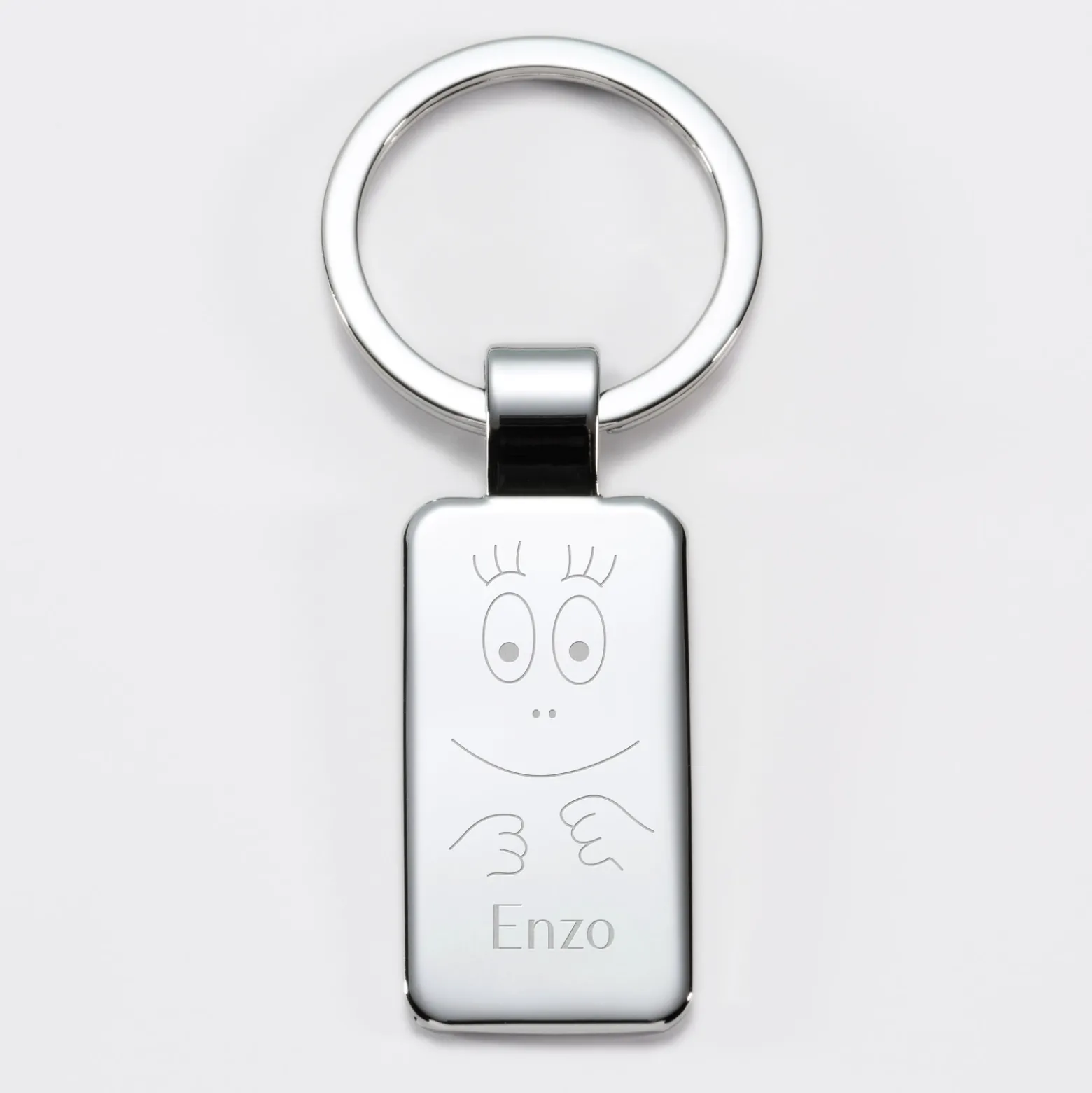 Porte-clés personnalisé gravé acier rectangle 41x22 mm - HappyBulle x Barbapapa