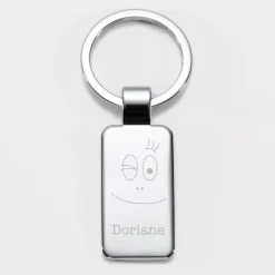 Porte-clés personnalisé gravé acier rectangle 41x22 mm - HappyBulle x Barbapapa