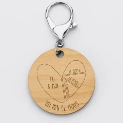 Porte-clés personnalisé gravé bois médaille ronde 50 mm - édition spéciale 