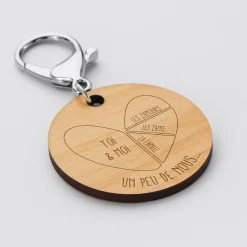 Porte-clés personnalisé gravé bois médaille ronde 50 mm - édition spéciale 