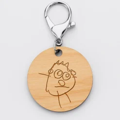 Porte-clés personnalisé gravé bois médaille ronde 50 mm - édition spéciale 