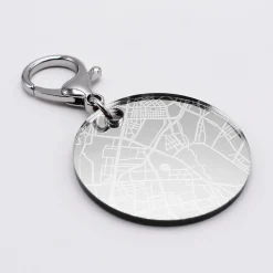 Porte-clés personnalisé gravé acrylique miroir argent médaille ronde 50 mm