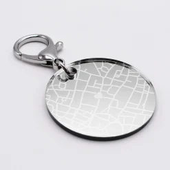 Porte-clés personnalisé gravé acrylique miroir argent médaille ronde 50 mm