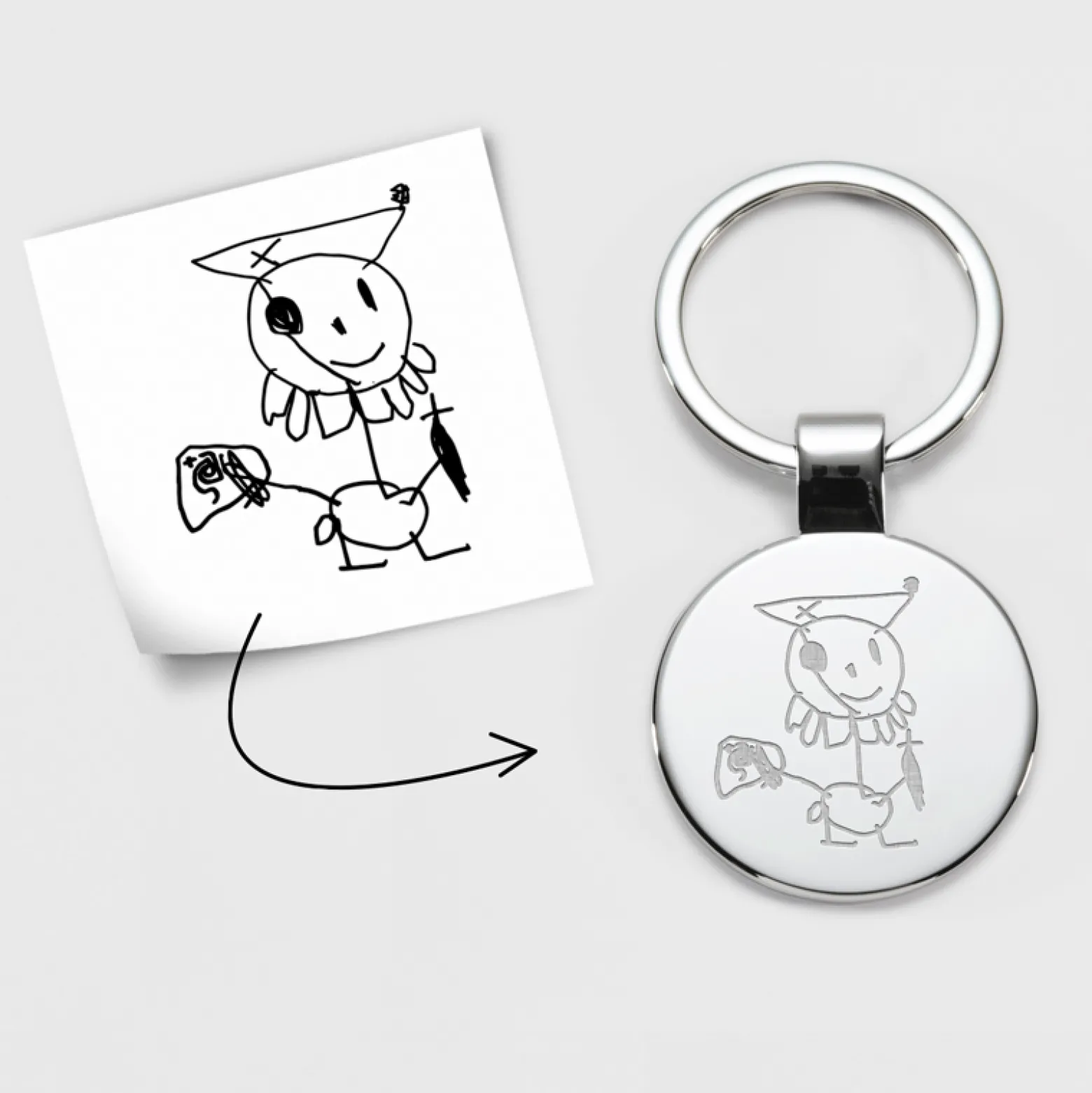 Porte-clés personnalisé gravé acier rond 37 mm