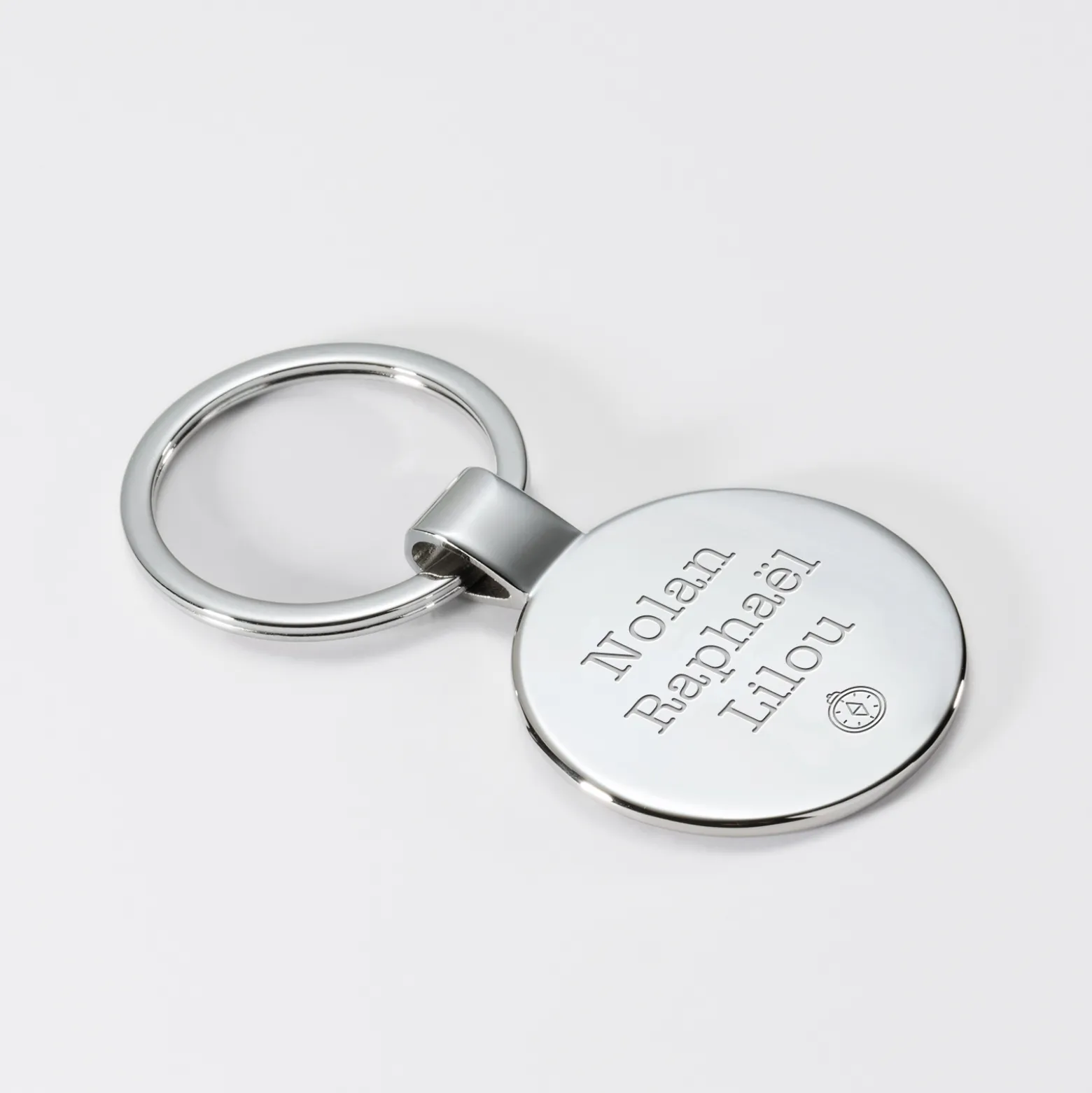 Porte-clés personnalisé gravé acier rond 37 mm