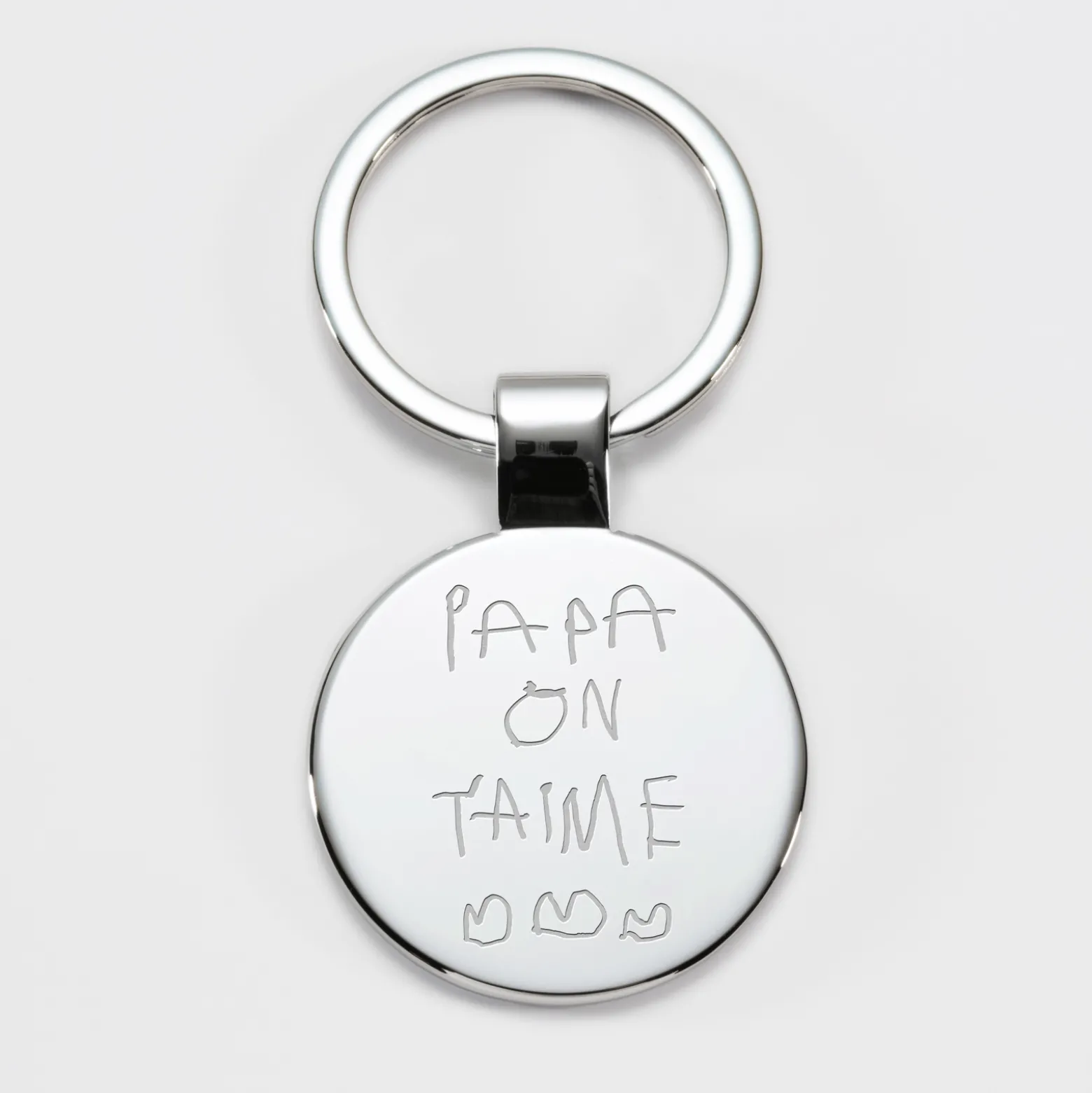 Porte-clés personnalisé gravé acier rond 37 mm