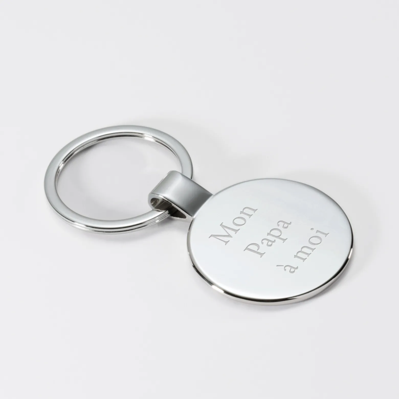Porte-clés personnalisé gravé acier rond 37 mm