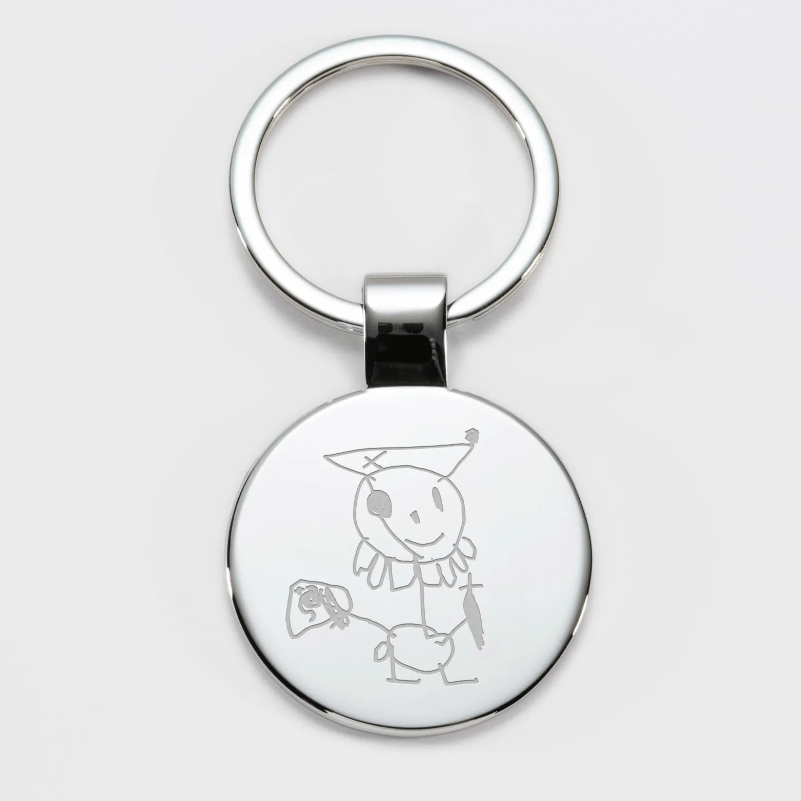 Porte-clés personnalisé gravé acier rond 37 mm