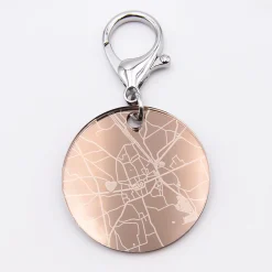 Porte-clés personnalisé gravé acrylique miroir rose gold médaille ronde 50 mm