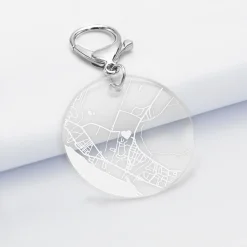 Porte-clés personnalisé gravé acrylique médaille ronde 50 mm 