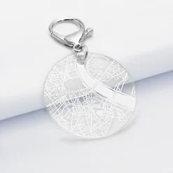 Porte-clés personnalisé gravé acrylique médaille ronde 50 mm 