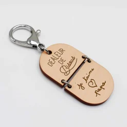 Porte-clés personnalisé gravé bi-matière bois 55 mm - édition spéciale