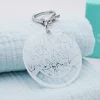 Porte-clés personnalisé gravé acrylique médaille ronde 50 mm "Carte du ciel étoilé" version white
