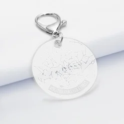 Porte-clés personnalisé gravé acrylique médaille ronde 50 mm 