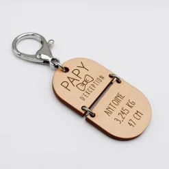 Porte-clés personnalisé gravé bi-matière bois 55 mm - édition spéciale 