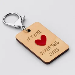Porte-clés personnalisé gravé bois médaille 50 mm 