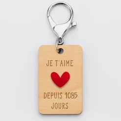 Porte-clés personnalisé gravé bois médaille 50 mm 