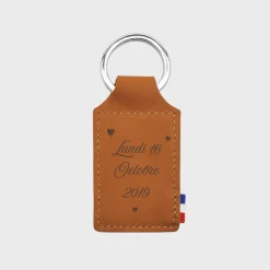 Porte-clés personnalisé gravé cuir rectangle 40x62 mm
