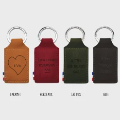 Porte-clés personnalisé gravé cuir rectangle 40x62 mm