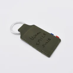 Porte-clés personnalisé gravé cuir rectangle 40x62 mm