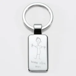 Porte-clés personnalisé gravé acier rectangle 41x22 mm
